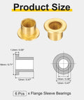 Diagram and front view of Six Piece Self Lubricating Flange Sleeve Bearings Set For 10mm Bore 12mm OD And 12mm Length In Sintered Bronze uxcell