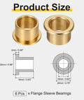 Product Size Diagram of Six Pcs Flange Sleeve Bearings With 16mm Bore, 20mm OD, 16mm Length, Self Lubricating Sintered Bronze Bushings