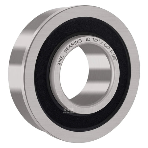Flanged Ball Bearings One Half Inch Bore One And One Eighth Inch Outer Diameter One Half Inch Wide Sealed Chrome Steel Workhorse