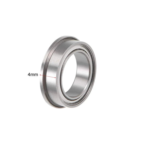 Flanged Ball Bearing 10x15x4mm Shielded Chrome Steel F6700ZZ ABEC1 with 16.5mm flange diameter, side view close-up
