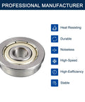 F688ZZ Flanged Ball Bearing 8mm ID, heat-resistant, durable chrome steel, shown with features like noiseless and high-efficiency.