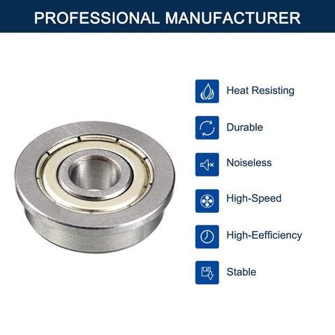 F688ZZ Flanged Ball Bearing 8mm ID, heat-resistant, durable chrome steel, shown with features like noiseless and high-efficiency.