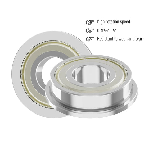Front view of flange ball bearing, 8x16x5 mm, chrome steel, double metal shielded, two bearings