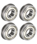 Flanged Ball Bearing 1 Quarter By 5 Eighth By 0.196 Inch Double Shielded Chrome Steel FR4ZZ, 4-pack, front view