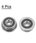 Flanged Ball Bearing F6232RS 3x10x4mm Double Sealed Chrome Steel ABEC1 Bearings, 4 Piece Pack, close-up with rubber seals