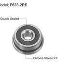 Flanged Ball Bearing F6232RS 3x10x4mm Double Sealed Chrome Steel with rubber seals, GCr15 race, 11.5mm flange diameter.