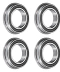 Flanged Ball Bearing F6804-2RS 20x32x7mm Double Sealed Chrome Steel Bearing, ABEC1, GCr15 Races, Rubber Seals Both Sides, 4 Pack