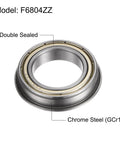 F6804ZZ Flanged Ball Bearing With Double Shielding 20x32x7mm Chrome Steel ABEC1 Bearings close-up, showing material and sealing