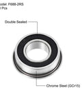 Flanged Ball Bearing 8x16x5mm F688-2RS Double Sealed Chrome Steel ABEC 3 10 Pack with 18mm flange, shown up close