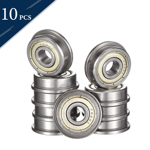 10-pack F688ZZ Flanged Ball Bearing 8mm ID 16mm OD 5mm Width Double Shielded Pre Lubricated Chrome Steel ABEC1 Miniature Bearings