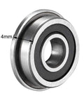 Flanged Ball Bearing F695-2RS 5x13x4mm Double Sealed GCr15 Chrome Steel ABEC1, side view showing thickness, ideal for smooth operation