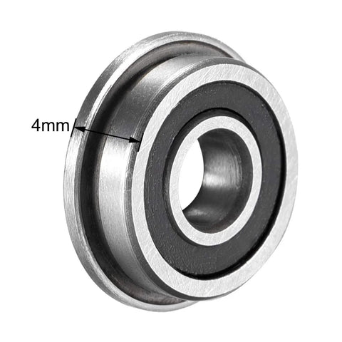 Flanged Ball Bearing F695-2RS 5x13x4mm Double Sealed GCr15 Chrome Steel ABEC1, side view showing thickness, ideal for smooth operation