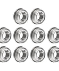 Set of 10 FR188ZZ Flanged Ball Bearings with chrome steel shields; ideal for precision machinery and robotics.