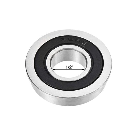 Flanged Ball Bearing FR8-2RS 1/2 x 1-1/8 x 5/16 In Double Sealed Chrome Steel ABEC-3 Bearing, front view with 1/2 inch measurement
