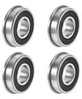 Pack of 4 Flanged Ball Bearing FR8-2RS 1/2 x 1-1/8 x 5/16 In Double Sealed Chrome Steel ABEC-3 Bearings
