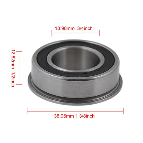 Set Of Four Flanged Ball Bearings 532009040 Compatible With John Deere AM118315 AM127304 AM35443 and Toro with dimensions labeled