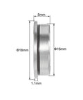 Side view of Flanged Ball Bearing 8x16x5mm F688-2RS Double Sealed Chrome Steel ABEC 3 with 18mm flange diameter, showing dimensions.