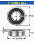 Dimensions of Four Pack GICOOL Five Eighth Inch Bore Flanged Deep Groove Ball Bearing 16mm ID 35mm OD 13mm Width Sealed 9Cr18 Steel