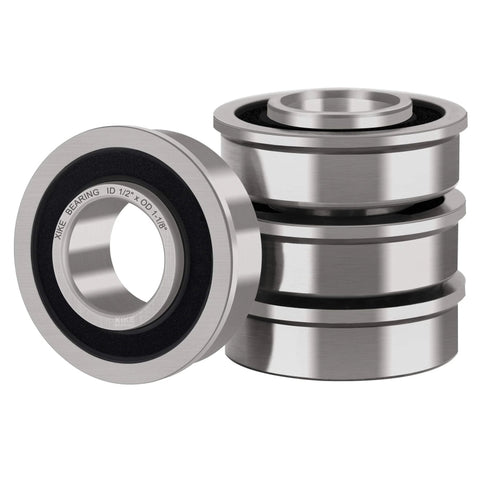 Flanged Ball Bearings One Half Inch Bore One And One Eighth Inch Outer Diameter One Half Inch Wide Sealed Chrome Steel Workhorse for Lawn Mowers