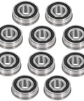 Premium 10 Pack Flanged Ball Bearings For 3/4 Inch Shafts And 1-3/8 Inch Hubs With Dual Seals Deep Groove Wheel Bearings