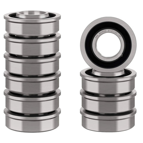 Ten Pack Flanged Ball Bearings Half Inch By One And Three Eighths Inch By Half Inch For Lawn Mowers Wheelbarrows Carts And Hand Trucks