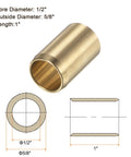 Flanged Sleeve Bearing One Half Inch By Five Eighths Inch By One Inch Brass Alloy Oilless Bushing with dimensions and diagrams
