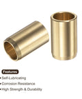 Flanged Sleeve Bearing One Half Inch By Five Eighths Inch By One Inch Brass Alloy Oilless Bushing for Equipment and Machinery, gold finish, two pack.