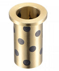 Flanged Sleeve Bearing 16mm Bore 20mm OD 40mm Length 26mm Flange Diameter 3mm Flange Thickness Brass With Graphite Self Lubricating Oilless Bushing for High Load Capacity and Wear Resistance