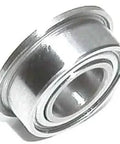 Flanged Ceramic Bearing 2x5x2.5 Si3N4 Miniature, chrome steel shielded with metal shields for dust protection, front view