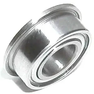 Flanged Ceramic Bearing 2x5x2.5 Si3N4 Miniature, chrome steel shielded with metal shields for dust protection, front view