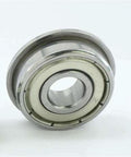 Flanged Ceramic Bearing 2x5x2.5 Si3N4 Miniature side view, showing metal shields and chrome steel material.