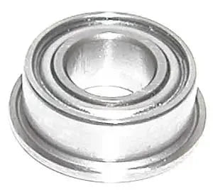 Alt Tag: Flanged Ceramic Bearing 2x5x2.5 Si3N4 Miniature, front view of stainless steel shielded bearing with ceramic balls