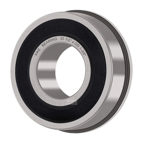 Beefy 4 Pack Flanged Ball Bearings Sealed Chrome Steel For Lawn Mowers Wheelbarrows Carts And Hand Trucks With Half Inch Shaft And One And Three Eighths Inch Hub, Precision Low Noise Durable Bearings close-up view