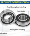 Four Pack GICOOL Five Eighth Inch Bore Flanged Deep Groove Ball Bearing 16mm ID 35mm OD 13mm Width Sealed 9Cr18 Steel