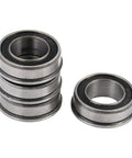 Flanged Deep Groove Ball Bearing 35x20x11mm Four Pack F6003-20/2RS, chrome steel, stacked and single view