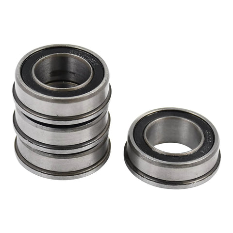 Flanged Deep Groove Ball Bearing 35x20x11mm Four Pack F6003-20/2RS, chrome steel, stacked and single view