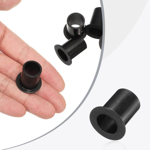 12 Pack Flanged Nylon Sleeve Bearings 13mm Bore 16.1mm OD 22.1mm Length Flange 22mm Black Self Lubricating Bushings in hand