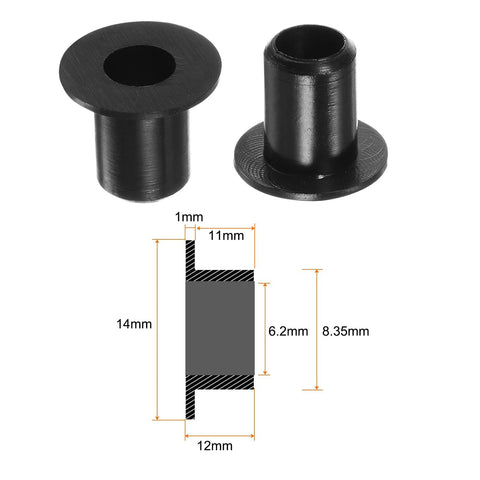 Flanged Nylon Sleeve Bearings Set Of 4 With 6.2mm Bore 8.35mm Outer Diameter 12mm Length 14mm Flange Diameter 1mm Flange Thickness
