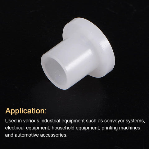 Flanged Nylon Sleeve Bearings 5mm Bore 6.6mm OD 8.1mm Length White Self Lubricating Bushings Close-up View