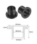 Diagram and two pieces of Flanged Nylon Sleeve Bearings Set Of 10 Self Lubricating Bushings With 8.5mm Bore 10mm OD