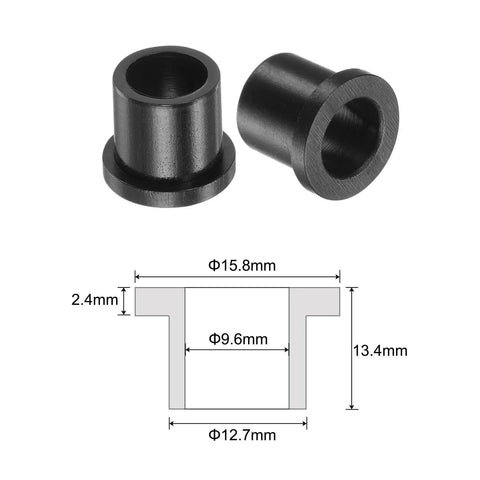 Flanged Nylon Sleeve Bearings 9.6mm Bore 12.7mm OD 13.4mm Length Self Lubricating Black Bushings for tough jobs