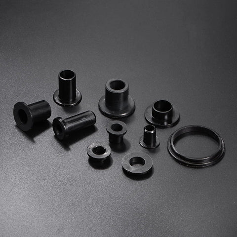 12 Pack Flanged Nylon Sleeve Bearings for shafts with 8mm bore, 10.6mm outer diameter, 12mm length, black bushings for mechanical assemblies