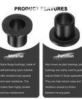 Flanged Nylon Sleeve Bearings 24 Pack ID 8mm OD 10.6mm Length 12mm Flange Diameter 16mm Flange Thickness 1.5mm Black Self Lubricating