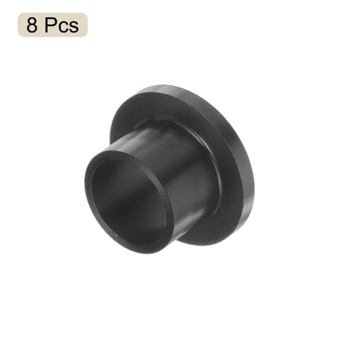 Flanged Sleeve Bearings 8 Pack Plastic Bushings POM Black 10mm Bore 12mm OD 10mm Length Low Friction for Small Machinery