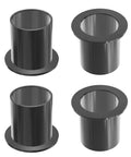 Four Pack POM Flanged Sleeve Bearings 25mm ID By 28mm OD By 30mm Length With 35mm Flange Diameter For Shaft Applications In Equipment And Machinery Self Lubricating Oil Free Black Bushings.