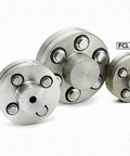 NBK FCL-160 Flexible Flanged Shaft Coupling - Made in Japan, three couplings displayed, showing different sizes and flanged design.