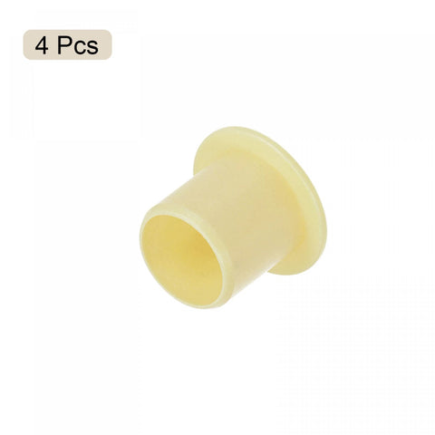 Flanged Sleeve Bearing Set 12mm Bore 14mm OD 15mm Length POM Self Lubricating Oilless Wrapped Bushings Yellow Four Piece Pack