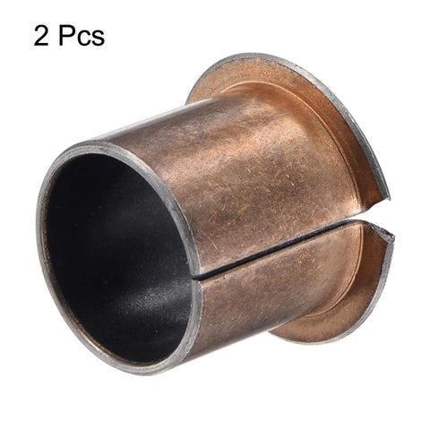 Flanged Sleeve Bearings 22mm Bore 25mm Outer Diameter 25mm Length 32mm Flange Diameter 1.5mm Flange Thickness Oilless Bronze Sintered Coated Bushings