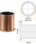 Flanged Sleeve Bearing 40mm Bore 44.5mm Outer Diameter 50mm Length 53mm Flange Diameter 2mm Flange Thickness Oilless Bronze