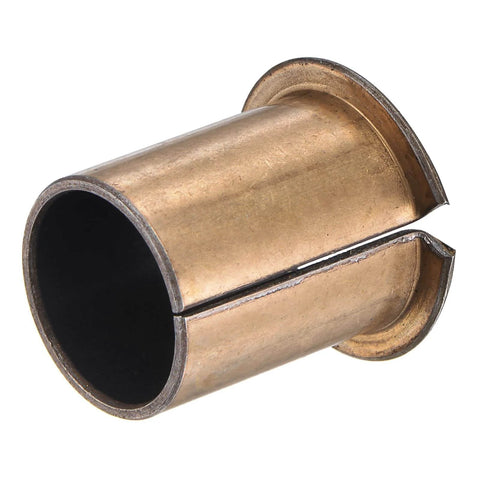 Flanged Sleeve Bearing 20mm Bore 23mm OD 30mm Length 30mm Flange Diameter One Point Five Millimeter Flange Thickness Oilless Bronze Sintered Coating Carbon Steel Base Maintenance Free High Load Capacity Friction Reducing Bearing close-up